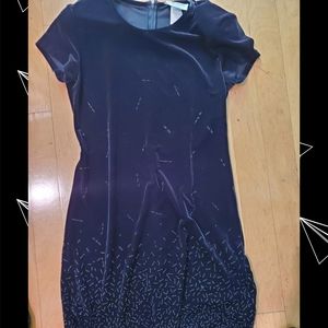 Black *vintage* velvet short sleeve Beaded dress